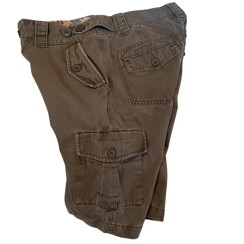 VTG Y2K Women's Cargo Shorts Mid Rise Brown Sz 34‎ Casual Pockets